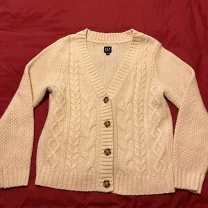 GAP Women's Cream Cable Knit Cardigan